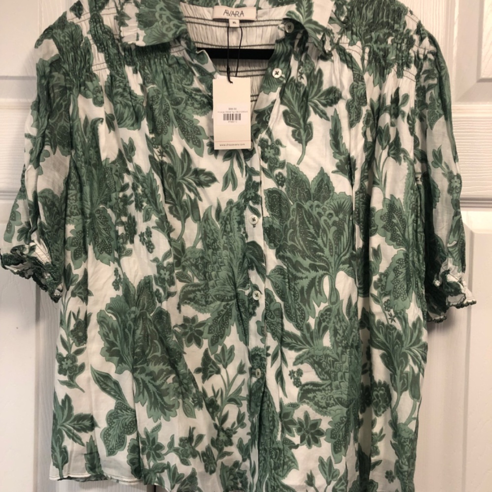 Green Floral Puff-Sleeve Blouse - Women